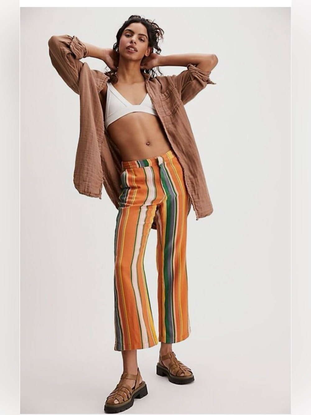 FREE PEOPLE Multicolor Stripe Pull-On Pants